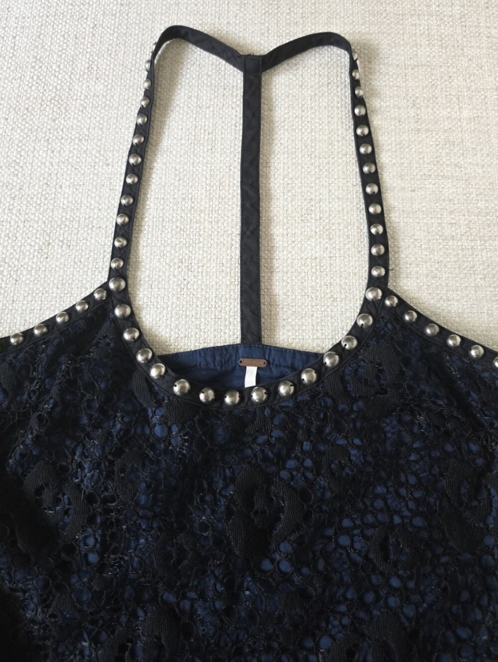 FREE PEOPLE Whimsigoth Fairy Grunge Studded Lace Mini dress Tunic Size 6 - Picture 5 of 6